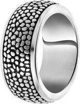 Lucardi Heren Ring reptiel met zwarte accenten - Ring - Cadeau - Staal -  Zilverkleurig | bol.com