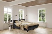 Beddenleeuw Boxspring Bed Isabella - 180x220 - Incl. Pocketvering matras + Hoofdbord - Lederlook Zwart (Skai)