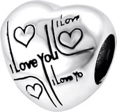 I love you heart bead | Hart | Zilverana | Bedel | Sterling 925 Silver (Echt zilver) | Past op vele merken | Nikkelvrij