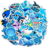 Sticker mix voor kinderen - Zeedieren - blauw - vissen