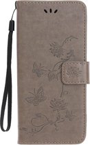 Bloemen Book Case - iPhone 11 Pro Max Hoesje - Grijs
