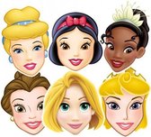 6x Disney Prinsessen maskers - Sneeuwwitje - Rapunzel - Doornroosje - Belle - Assepoester - Tiana - Kinderfeestje verkleedmaskers