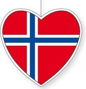 Hangdecoratie hart Noorwegen 14 cm - Noorse vlag EK/WK landen versiering