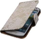 Lace Bookstyle Wallet Case Hoesjes Geschikt voor Samsung Galaxy S3 i9300 Wit