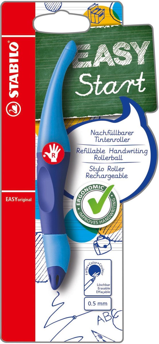 STABILO EASYoriginal - Ergonomische Rollerball - Rechtshandig - Blauwe Inkt - Navulbaar - Blauw - STABILO