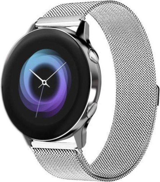 YONO Milanees Bandje 20mm - Luxe Milanese Horlogebandje geschikt voor Samsung Galaxy Watch 6 / 5 / Pro / 4 / 3 / Active 2 - Polar Ignite / Unite – Huawei - Zilver