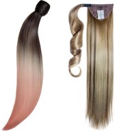 Balmain Catwalk Ponytail 55 cm. DIP DYE, kleur BLOND/Soft Pink, Memory Hair