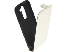 LELYCASE Lederen Creme Wit Flip Case Cover Hoesje LG G2 Mini