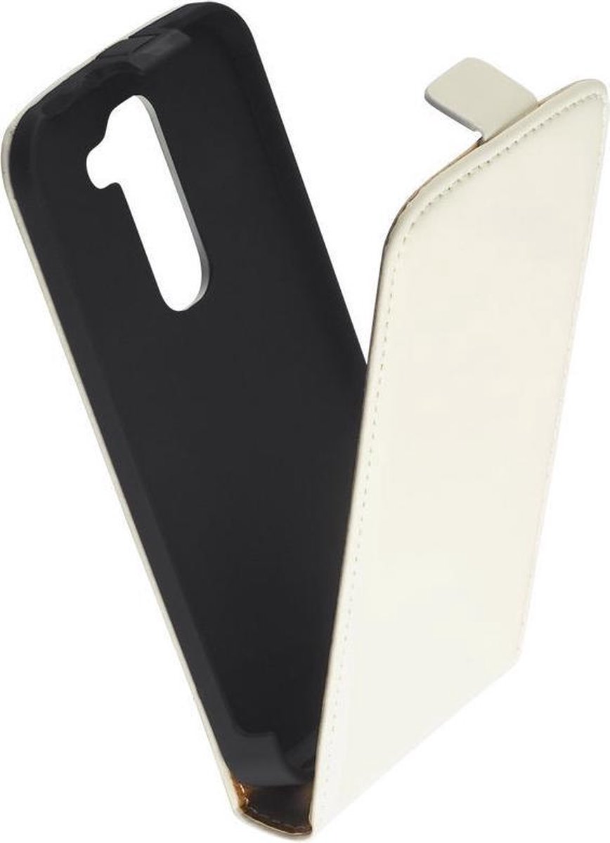 LELYCASE Lederen Creme Wit Flip Case Cover Hoesje LG G2 Mini