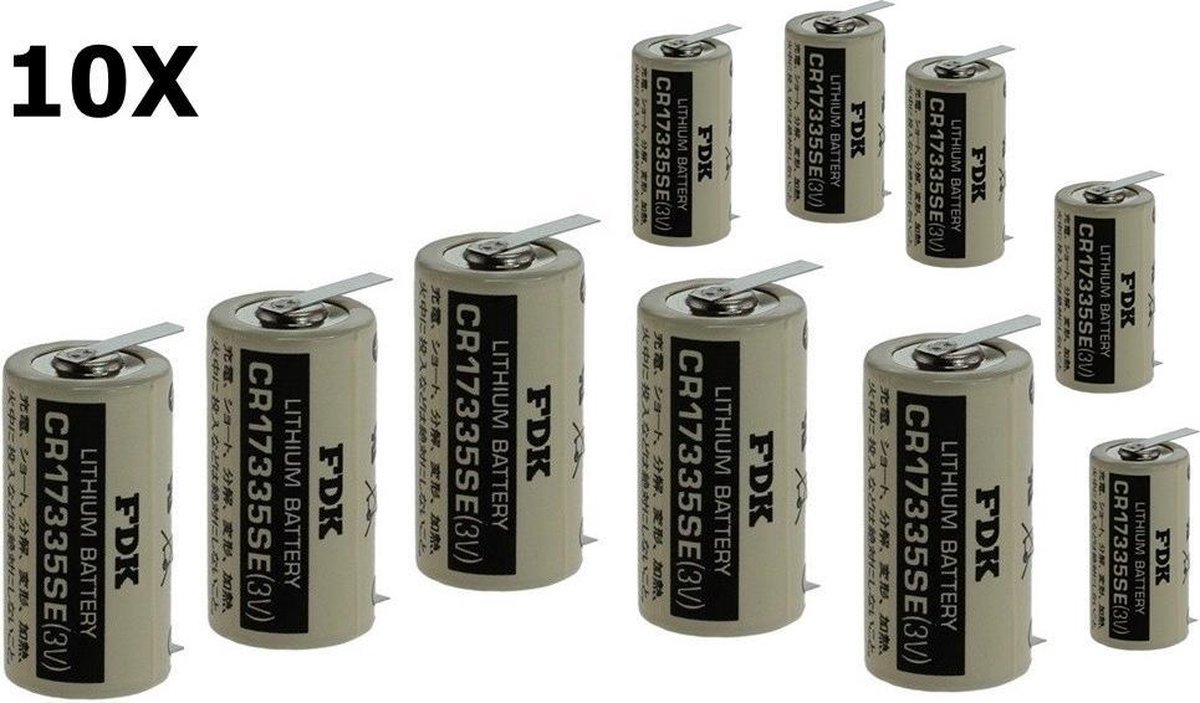 10 Stuks - FDK CR17335SE-T1 lithiumbatterij 3V 1800mAh - met soldeerlippen
