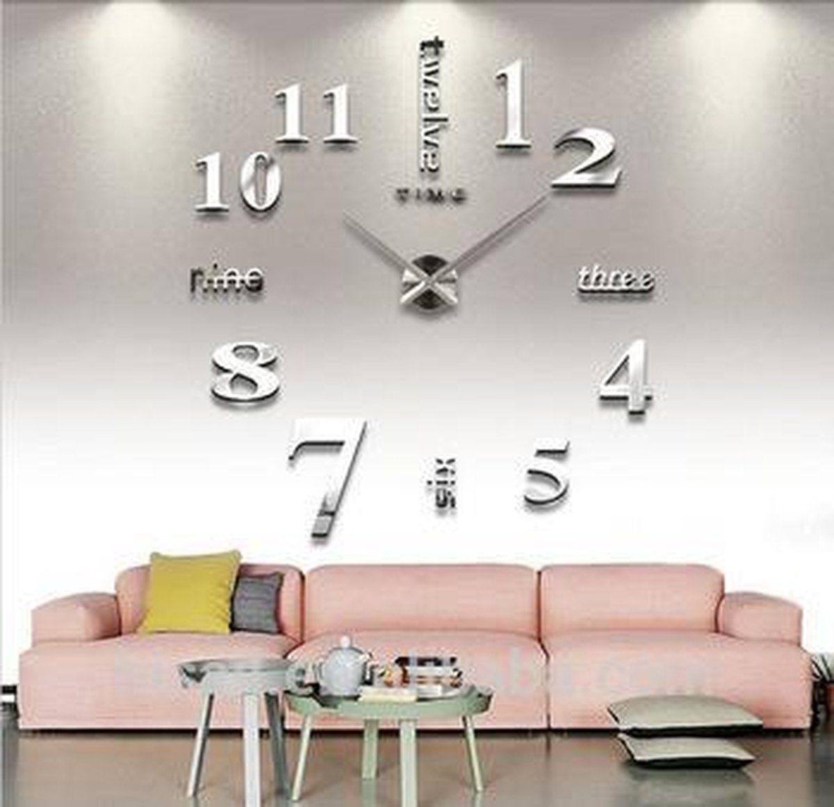 Uposao Modern DIY Frameless Wall Clock 3D Mirror Stickers Clock Wall
