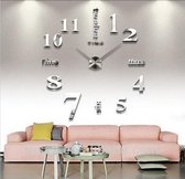 Horloge murale moderne en argent Premium avec chiffres Collection LW / horloge murale design argent / autocollant horloge 3D / horloge bricolage bricolage avec autocollants collants / autocollants horloge murale avec chiffres argent