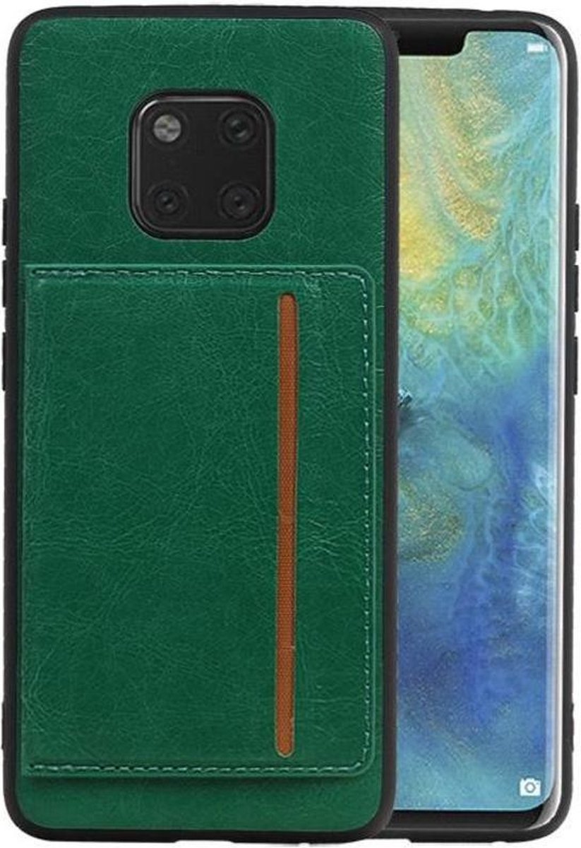 Groen Staand Back Cover 1 Pasjes voor Huawei Mate 20 Pro