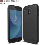Silicone gel zwart hoesje Samsung Galaxy J3 (2017) met glas screenprotector