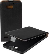 Lelycase Zwart Eco Leather Flip Case Cover Huawei Ascend G750