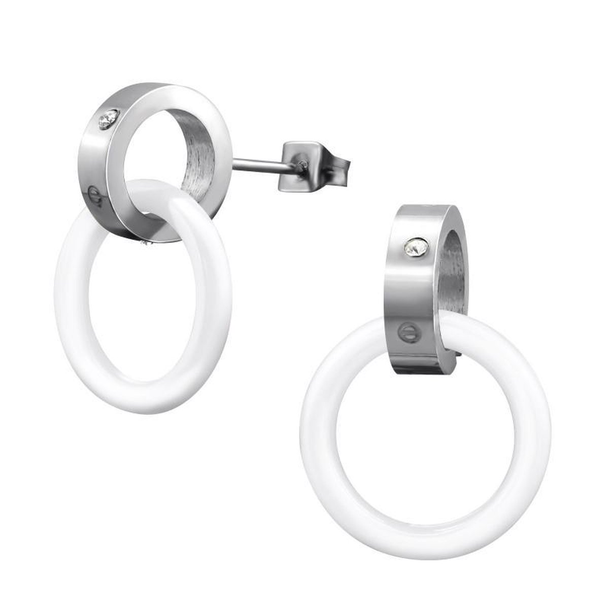 RVS oorbellen-oorsteker open ring zilverkleurig