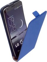 LELYCASE Echt Lederen Flip Case Beschrm Hoesje LG G Flex Blauw