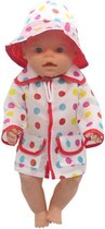 Regenjas met muts geschikt voor pop zoals baby born of American Doll - Poppenkleertjes voor poppen met lengte van circa 43 cm - Regenkleding