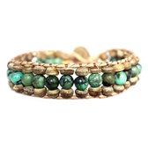 Bela Donaco Armband Bohemian green B6 – Groen – Afrikaanse Turquoise – Kokos – leer