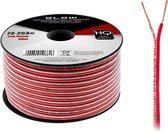 HQ luidsprekerkabel 2 x 0.75 mm transparant/rood op rol 50 meter