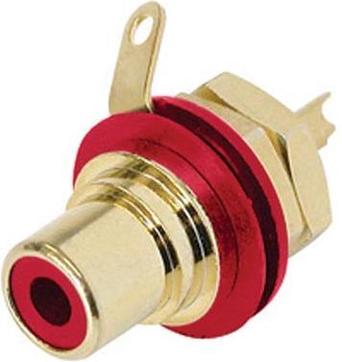 REAN - PHONO CHASSISDEEL (RCA) - VERGULDE CONTACTEN - ROOD (NYS367-2)