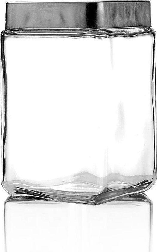 Bol Com Anchor Hocking Stapelbare Glazen Voorraadpotten Met Aluminium Deksel 1 5 L