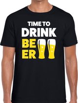 Time to drink Beer tekst t-shirt zwart voor heren - heren feest t-shirts S