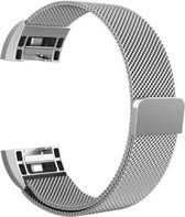 YONO Milanees Bandje Zilver voor Fitbit Charge 2 - Vervangende RVS Armband met Magneetsluiting - Large