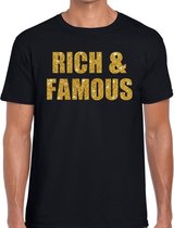 Rich and Famous glitter tekst t-shirt zwart heren - heren shirt Rich and Famous XXL
