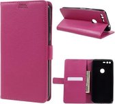 Litchi cover roze wallet case hoesje Google Pixel XL