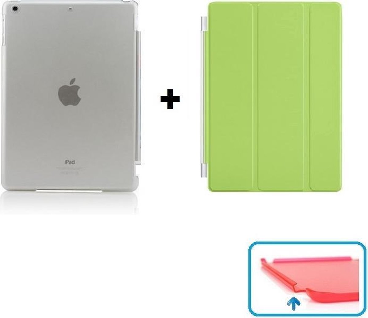 iPad Air 1 Smart Cover Hoes - inclusief Transparante achterkant – Groen