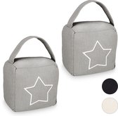 relaxdays 2 x Door Stopper Bag - butoir de porte avec étoile - poignée - vintage - moderne - gris