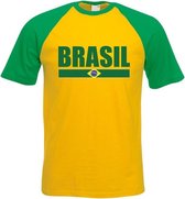 Brazilie supporter baseball t-shirt geel/ groen voor heren 2XL