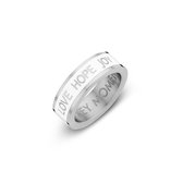 Key Moments Color 8KM R0004 50 Stalen Ring met Tekst - Love Hope Joy - Ringmaat 50 - Zilverkleurig / Wit