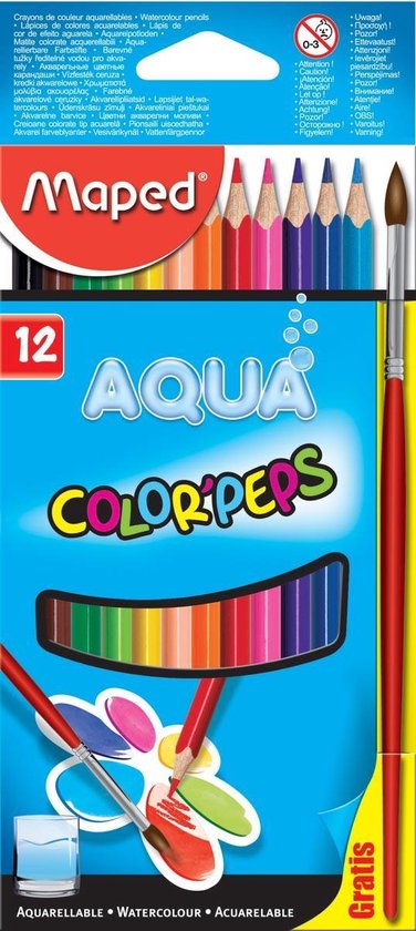 9x Maped Crayon Aquarelle Color'Peps Aqua 12 crayons