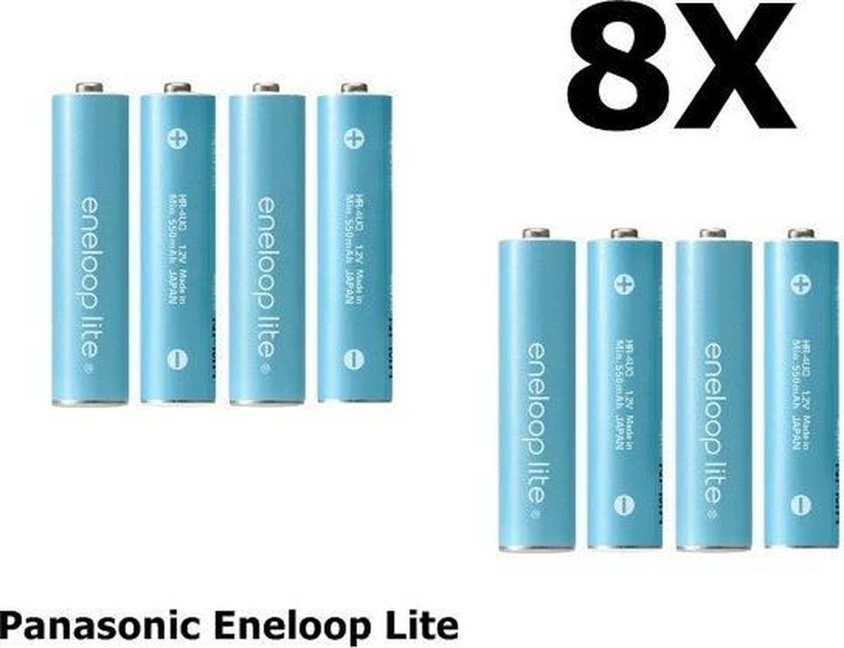 8 Stuks - AA R6 Panasonic Eneloop Lite 1.2V 1000mAh Oplaadbare Batterijen
