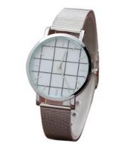 Hidzo Horloge Vakjes ø 37 mm - Zilver - Kunstleer