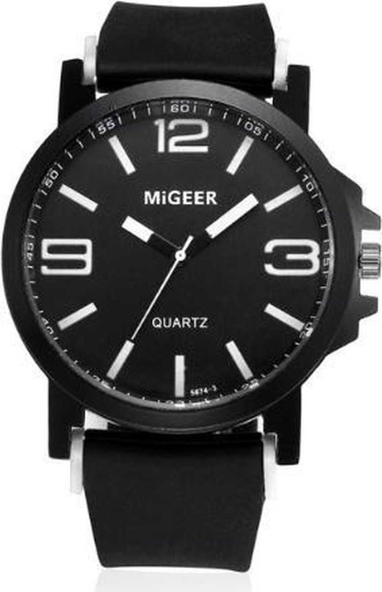 Hidzo Horloge Migeer ø 37 mm - Zwart - Kunstleer