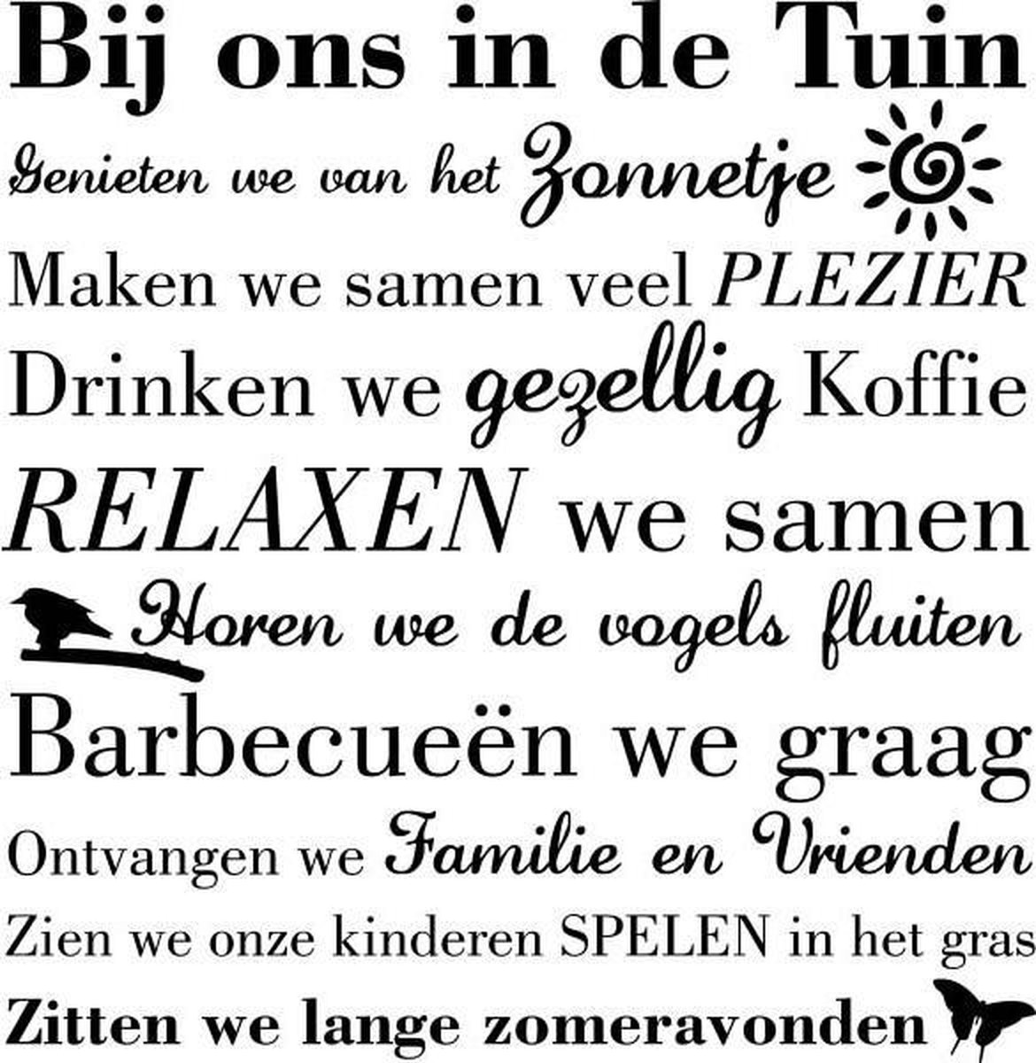 Muurtekst muursticker Bij Ons In De Tuin