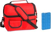 Koeltas met schouderband- 9 Liter- rood- inclusief koelelement