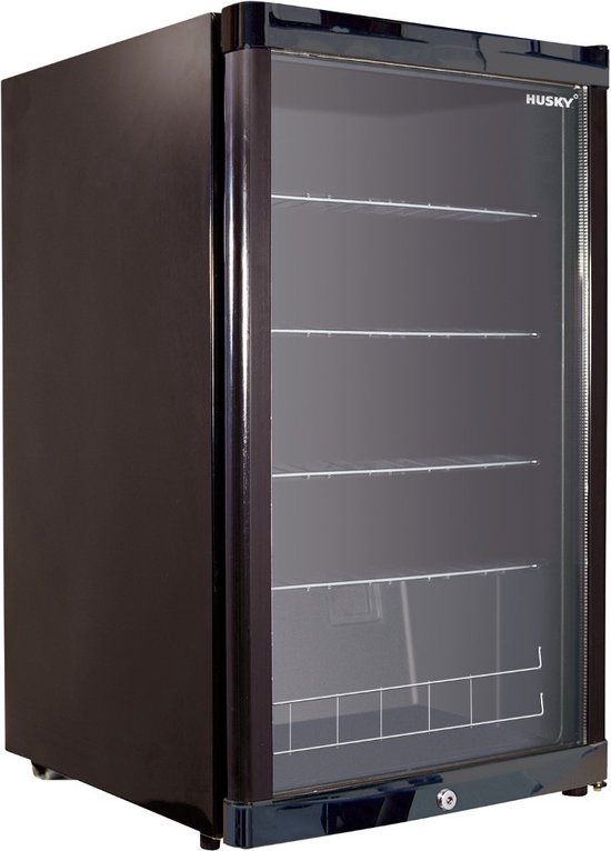 Horeca koelkast: Husky KK110-BK-NL-HU - Koelkast Tafelmodel - Met Glazen Deur - 130 Liter - 40dB - Zwart, van het merk Husky