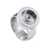 Quiges RVS Schroefsysteem Ring Zilverkleurig Glans 19mm met Verwisselbare 12mm Mini Munt - SLSRS47519