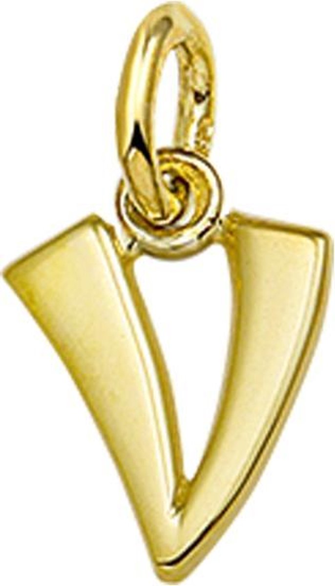 The Jewelry Collection Hanger Letter V - Geelgoud (14 Krt.)