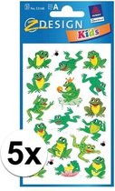 5x Kikker stickers 3 vellen - dieren stickers