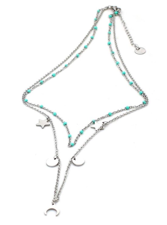 Zilveren ketting met hanger maan - -NL
