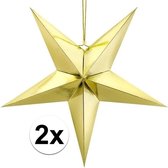 2x Gouden sterren 30 cm Kerst decoratie/versiering