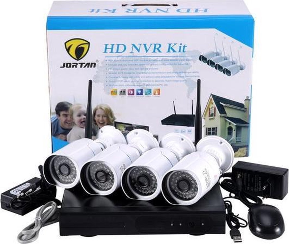 HD NVR Kit Beveiligingscamera Plug en Play camerasysteem 1,3 MP - 8 camera's WIT