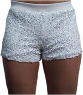 Hotpants pailletten wit