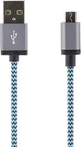STREETZ MICRO-117 Micro-USB naar USB Kabel Gevlochten Nylon - 1 meter - Blauw