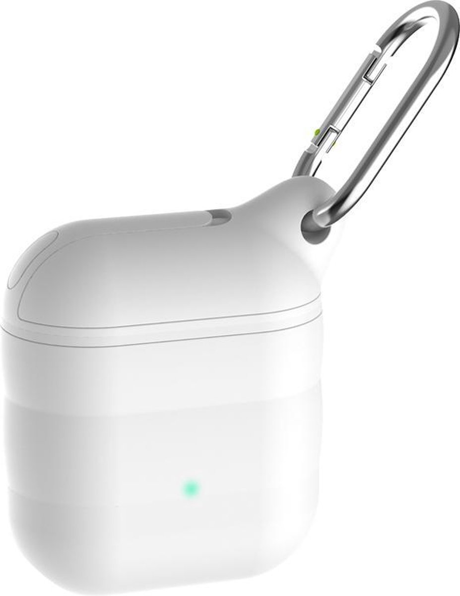 YONO Siliconen Hoesje geschikt voor Apple Airpods - Soft Case met Clip - Waterdicht - Wit